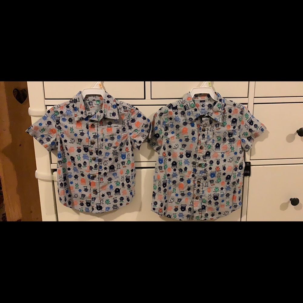 Toddler boy monster collared shirt